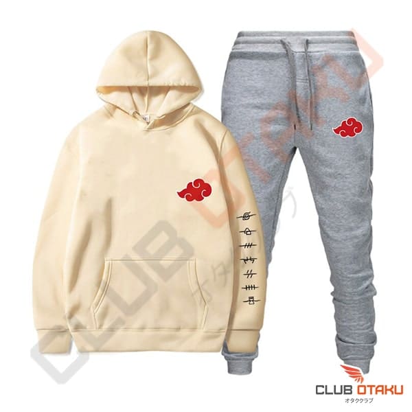 vetement naruto - hoodie et pantalon akatsuki - beige (3)