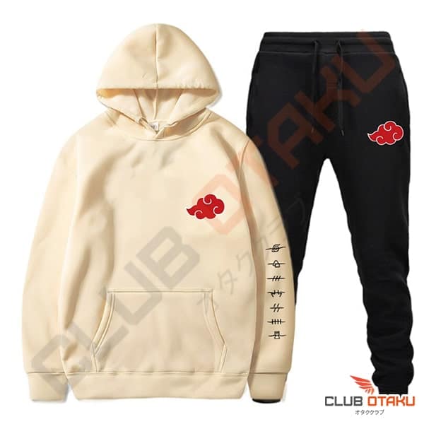 vetement naruto - hoodie et pantalon akatsuki - beige - pantalon noir (1)