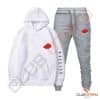 Hoodie Blanc - Pantalon Gris