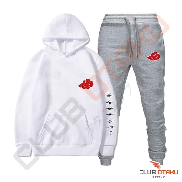 vetement naruto - hoodie et pantalon akatsuki - blanc (1)