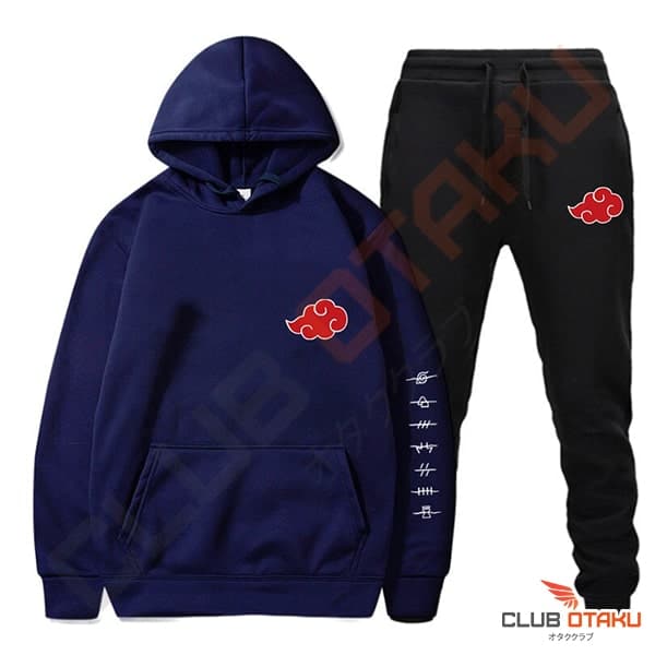 vetement naruto - hoodie et pantalon akatsuki - bleu marine - pantalon noir