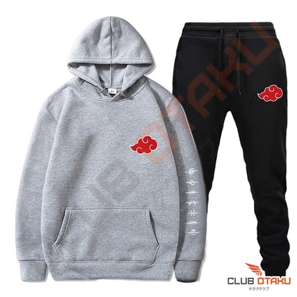 vetement naruto - hoodie et pantalon akatsuki - gris - pantalon noir (2)