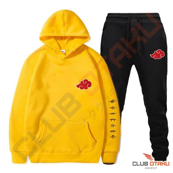 vetement naruto - hoodie et pantalon akatsuki - jaune - pantalon noir (1)