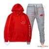 Hoodie Rouge - Pantalon Gris