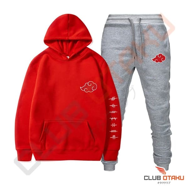 vetement naruto - hoodie et pantalon akatsuki - rouge