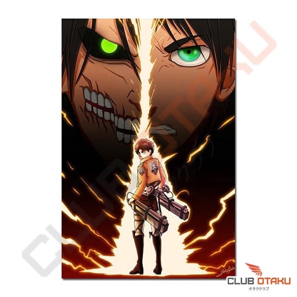 Poster Affiche L'attaque des titans - shingeki no kyujin - eren jäger transformation titan