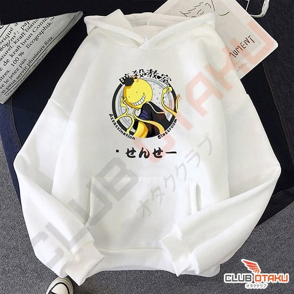 vêtement assassination classroom - hoodie koro sensei - blanc