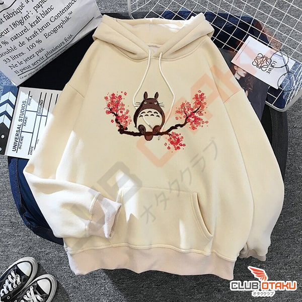vêtement ghibli - hoodie unisexe - totoro branche cerisier