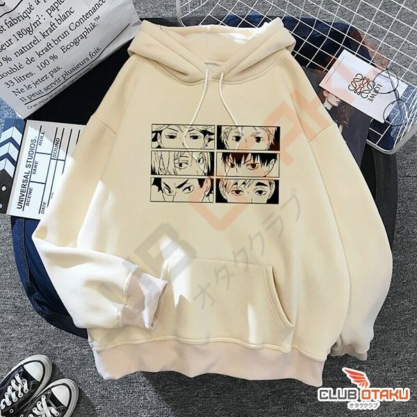 vêtement haikyuu - hoodie sweatshirt Joueurs - Beige