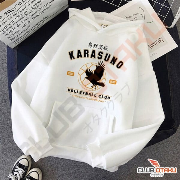vêtement haikyuu - hoodie sweatshirt Karasuno - Blanc