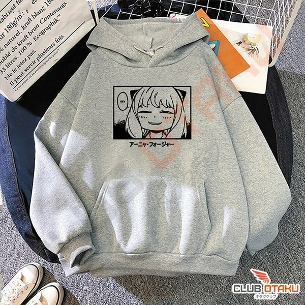 vetements hoodie spy x family - anya forger - gris