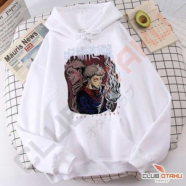 Sweatshirt Jujutsu Kaisen - Yuji Itadori - Blanc