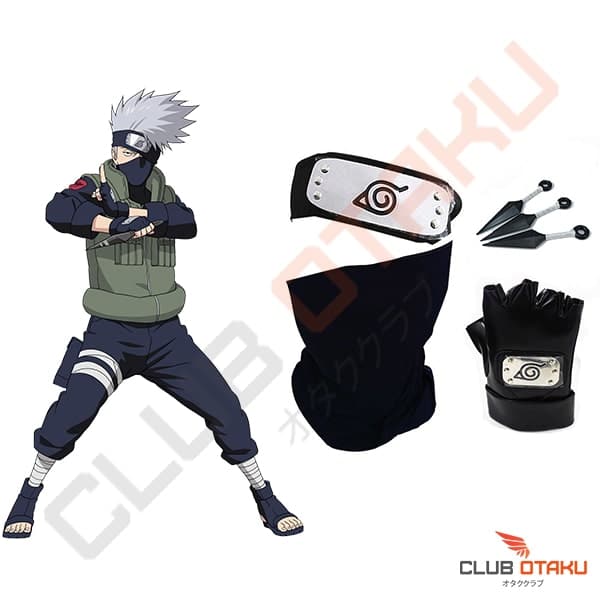 Accessoire de déguisement GENERIQUE Set de 4 pièces Bandeau masque gant  arme Delicate Ninja Naruto Hatake Kakashi avec Calendrier Naruto 2021 en  français