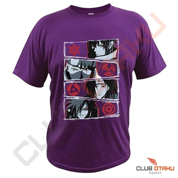 t-shirt Naruto - sasuke kakashi itachi madara - sharingan - violet