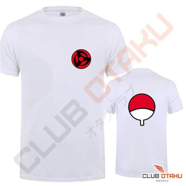 t-shirt naruto - embleme famille uchiwa - blanc