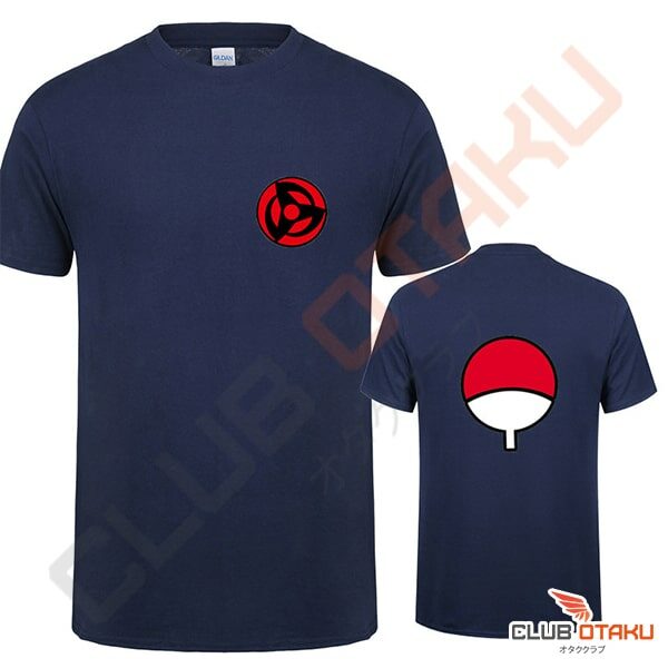 t-shirt naruto - embleme famille uchiwa - bleu marine