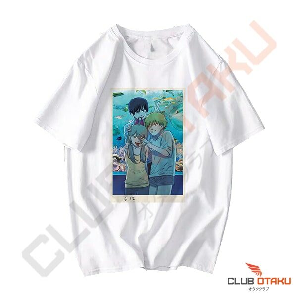 T-shirt Chainsaw Man - Denji Power et Aki - Blanc