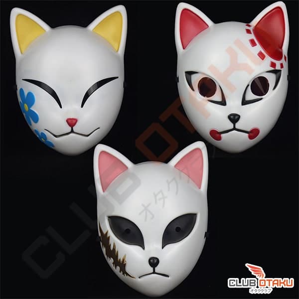 accessoires demon slayer kimetsu no yaiba - masque renard kitsune cosplay