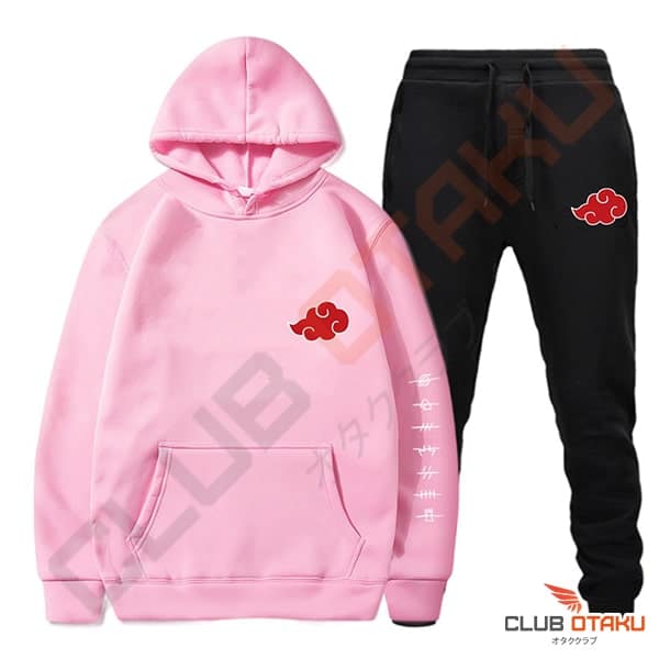 vetement naruto - hoodie et pantalon akatsuki - rose - pantalon noir