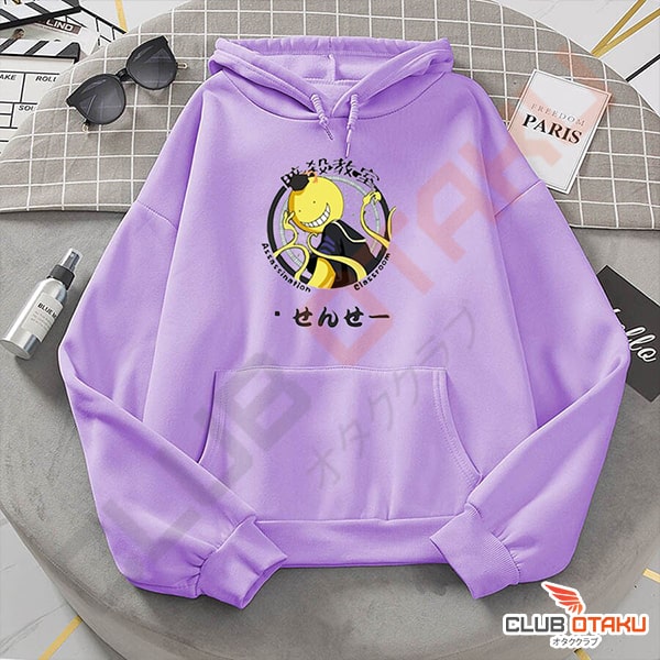 vêtement assassination classroom - hoodie koro sensei - mauve
