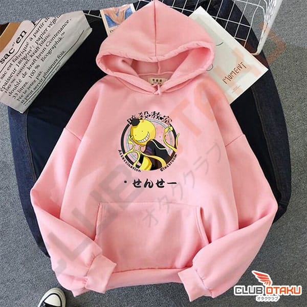 vêtement assassination classroom - hoodie koro sensei - rose