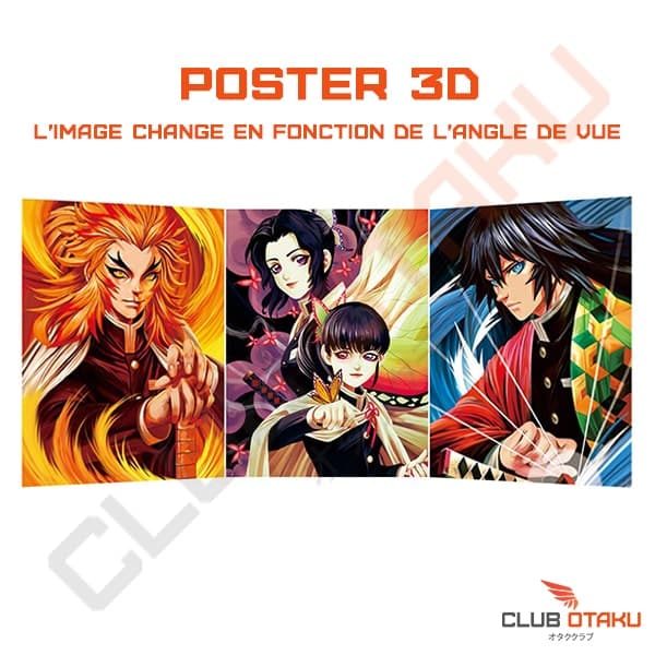 Poster 3D - Demon Slayer - Rengoku - Shinobu - Kanao - Giyu - -29,5 x 35,5cm