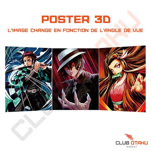Poster 3D - Demon Slayer - Tanjiro - Muzan - Nezuko -29,5 x 35,5cm