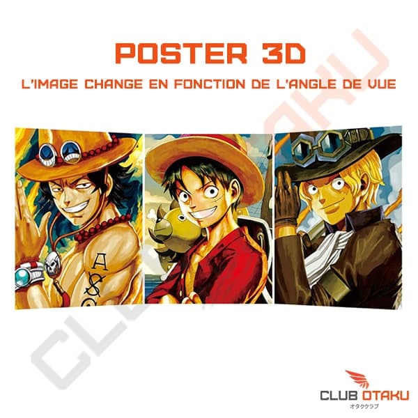 Poster 3D - One Piece - Ace - Luffy - Sabo -29,5 x 35,5cm