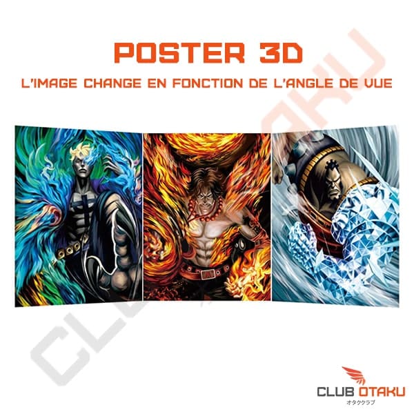 Poster 3D - One Piece - Marco - Ace - Diamante - 29,5 x 35,5cm