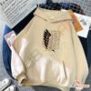 Vêtement l'attaque des titans - hoodie sweatshirt bataillon d'exploration - gros logo - beige
