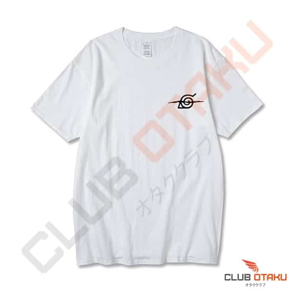 T-shirt Naruto - Signe de Konoha Barré - Logo Noir - Blanc