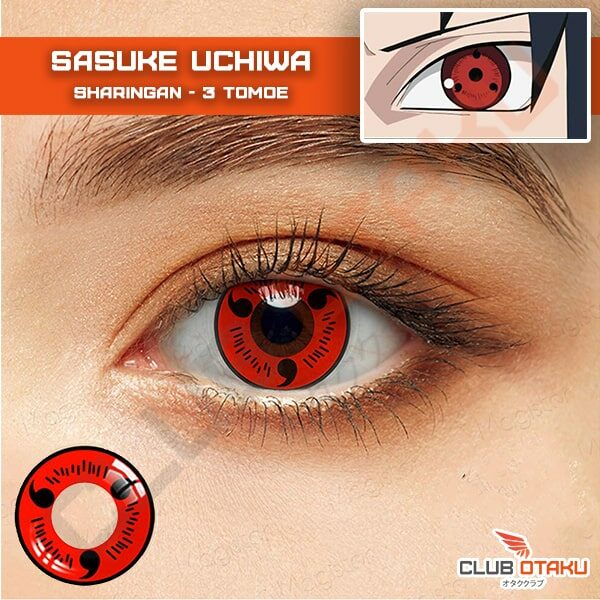 lentille de contact naruto - sasuke uchiwa - sharingan - 3 tomoe