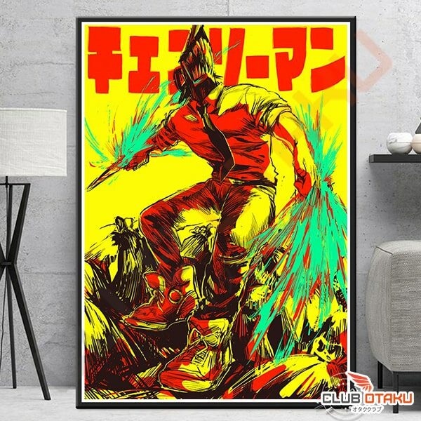 Poster Chainsaw Man - Denji - Démon Tronçonneuse - Jaune